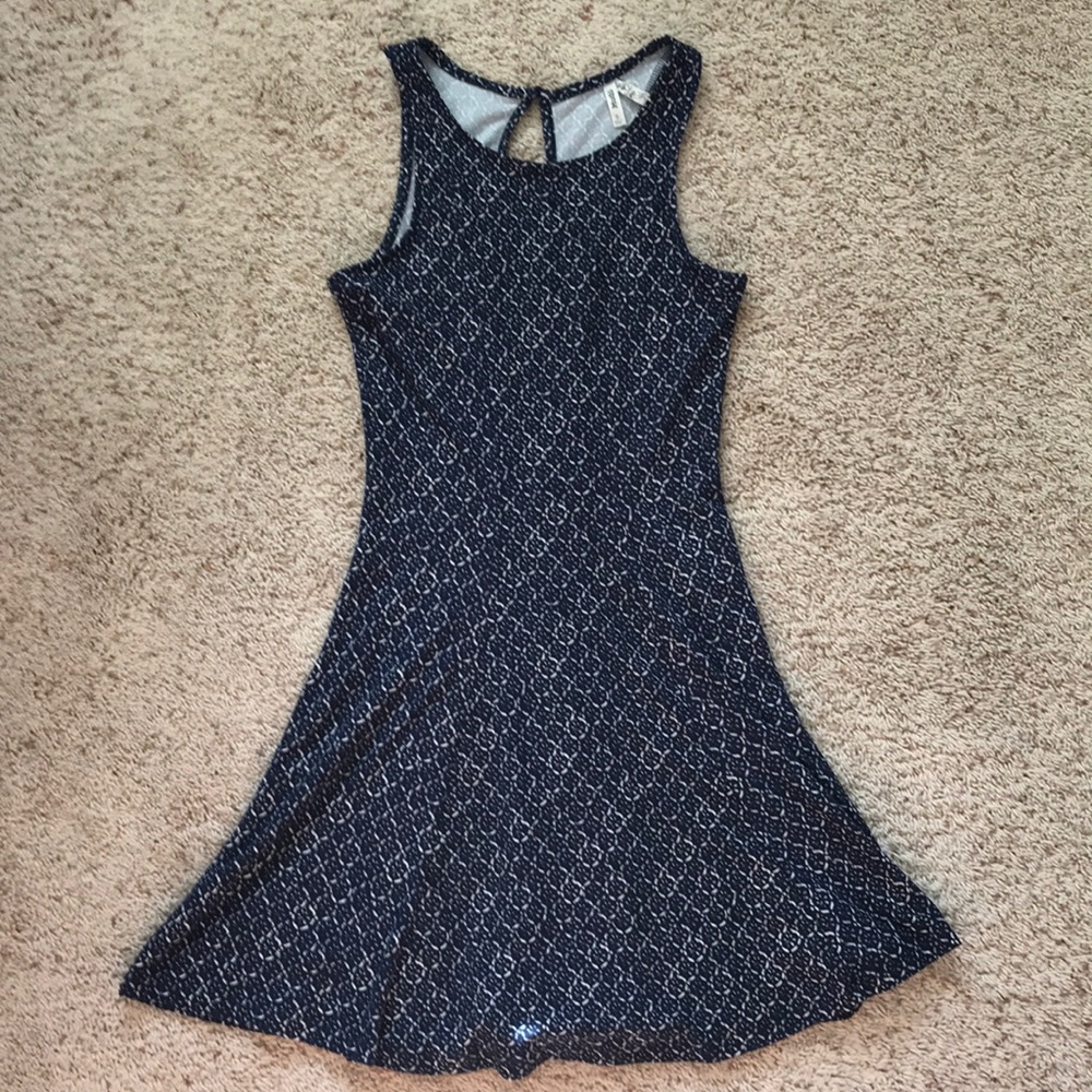 Mudd Navy Blue Patterned Skater Dress